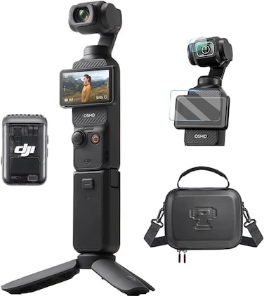 DJI Osmo Pocket 3 Combo, vlog Camera 4K With 1-Inch CMOS And 4K/120fps Video, 3-Axis Stabilization, Digital Camera, Fast Focus, Includes Microphone For Clear Sound, YouTube