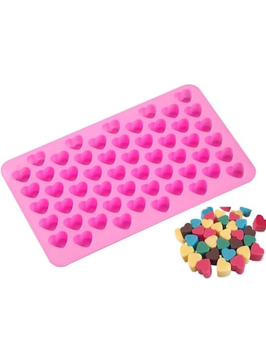 55 Holes Love Heart Shaped Cake Mold, Non-stick Silicone Chocolate Mold for Love Jelly Soap Cube Chocolate Candy Tray Melts Gummy DIY Stackable