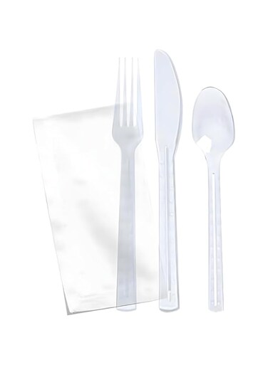 HTE 25Pc Luxury Clear Plastic Disposable Cutlery Set