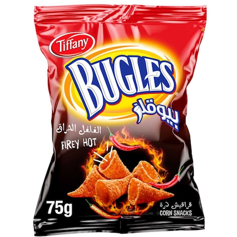Tiffany Bugles Firey Hot Corn Snack, 75g