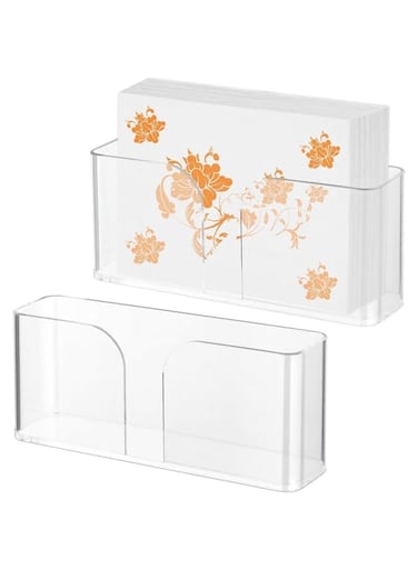 Azonee Acrylic Napkin Holder, Clear Paper Towel Dispenser with Non-Slip Pads, Modern Napkin Holder for Kitchen, Bathroom, and Dining Room, 2 Pcs