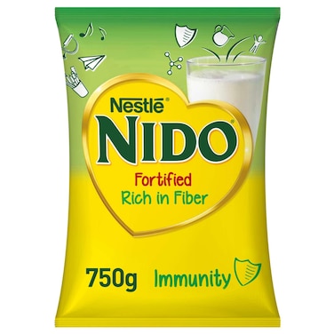نستله نيدو حليب بودرة  المدعم الغني بالألياف كيس 750 غرام