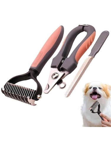 Pet Nail Clippers, Pet Toenail Clippers Set with Nail File, Claw Trimmer and Remover Comb, Pet Grooming tools for Cats, Dogs, Hamsters, Rabbits, Comb for Shedding &amp; Grooming, Prevents Over-Cutting