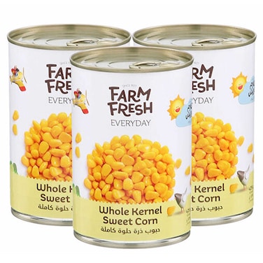 فارم فريش إيفري داي ذرة حلوة كاملة طازجة من المزرعة، 425 غرام، حزمة من 3 قطع