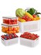 YumLock Kitchen Organizers and Storage - Fruit Storage Containers for Fridge - 3-Pack with Removable Drainage Box, 3-in-1 Storage Bins, Salad Berry Lettuce Meat Keeper, BPA-Free