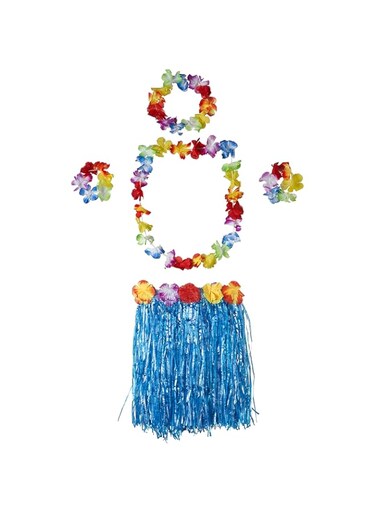 ANGELIE FRANCE 100 -Party DIY Decorations - Plastic Fibers Women Grass Skirts Hula Skirt Hawaiian costumes 30CM/40/CM60CM/80cm Ladies Dress Up Festive &amp; Party Supplies (5Piece-1set bule 40cm)