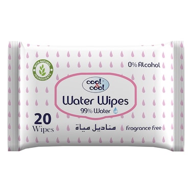 كول آند كول ووتر مناديل الأطفال 20 منديلا خالية من العطور