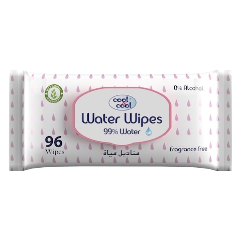 Cool &amp; Cool Water Baby Wipes, 96 Count, Fragrance-Free