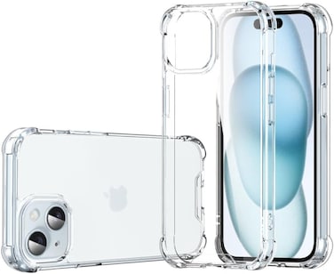 Muzz Clear Case for iPhone 16, Anti-Scratch PC Back, Slim TPU Shockproof Bumper Cover, Clear (iPhone 16)