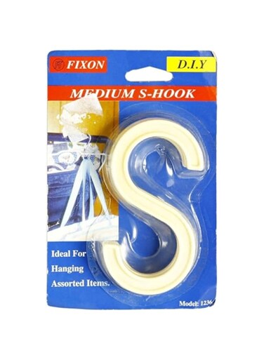 Fixon- Medium Plastic S-Hook - 1236, Beige