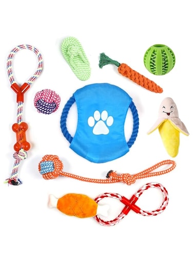 ECVV 10PCS Dog Toys for Aggressive Chewers, Cute Squeaky Dog Toys, Durable Rope Toys for Dogs, Treat Ball, Non-Toxic Puppy Teething Chewing Toys