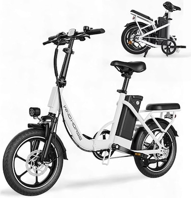 WINDHORSE Folding Electric Bike with 350W High Speed Motor, 36V 8AH Battery, 40 KM/H Speed, 35 KM Range, Dual Disk Brakes, Carbon Alloy Frame and 16 Inches Tires, Front Suspension Fork