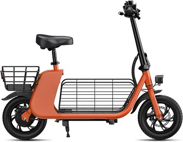 WIND HORSE C2 Adult Foldable Electric Scooter, 450W Brushless Hub Motor, 36V 8AH Battery, 25-35 KM/h Speed, Carbon Alloy Frame, Disk Brakes, 12.5&rdquo; Tires, Rear Basket, Unisex E-Scooter with Seat