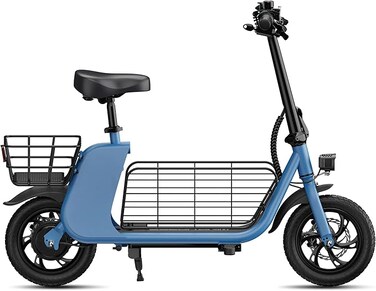 WIND HORSE C2 Adult Foldable Electric Scooter, 450W Brushless Hub Motor, 36V 8AH Battery, 25-35 KM/h Speed, Carbon Alloy Frame, Disk Brakes, 12.5&rdquo; Tires, Rear Basket, Unisex E-Scooter with Seat