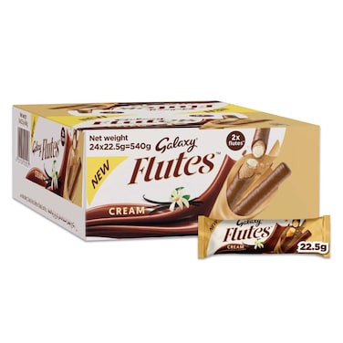 Galaxy Flutes Cream Chocolate, 2 Fingers, Pack of 24, 22.5g