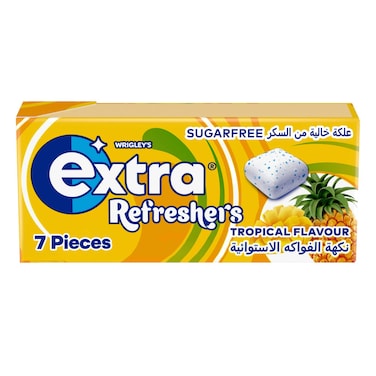 Wrigley's Extra Gum Refreshers Tropical, Sugar Free Chewing Gum 7 Pieces
