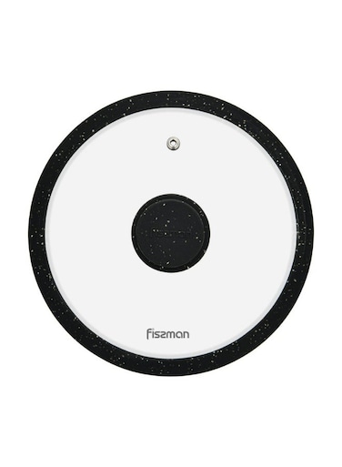 Universal Lid 20cm for Pots, Pans and Skillets - Tempered Glass with Heat Resistant Silicone Rim Fits, Replacement Frying Pan Cover and Cast Iron Lids (Black, 20)