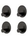 JS No Drill Black Wall Hooks Adhesive Heavy Duty New Model 2025 4 Pack - Stainless Steel Super Sticky Modern Hanger for Towels, Keys, Clothes, Dress - Safe on Bathroom/kitchen