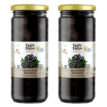 Farm Fresh Everyday Spanish Sliced Black Olives, 440g Pack of 2