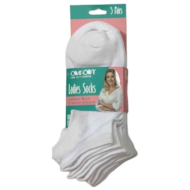 Comfort Women Socks, Plain White, Free Size, 5 Pairs