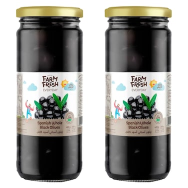 Farm Fresh Everyday Spanish Whole Black Olives, 465g Pack of 2