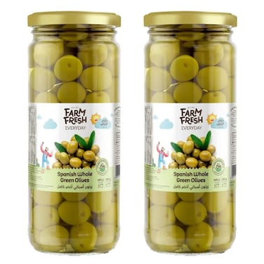 Farm Fresh Everyday Spanish Whole Green Olives, 465g Pack of 2