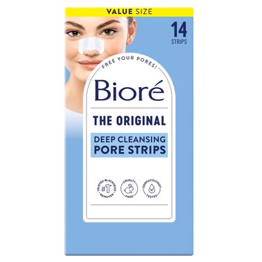Biore Original Blackhead Remover Strips, Deep Cleansing Nose Strips With Instant Pore Unclogging, Features C-Bond Technology, Oil-Free, Non-Comedogenic Use, 14 Count