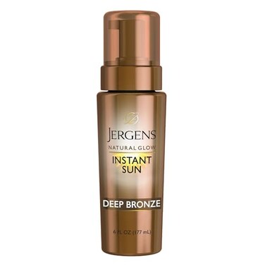 Jergens Natural Glow Instant Sun Body Mousse, Self Tanner For Deep Bronze Tan, 6 Ounce, Sunless Tanning Body Bronzer, Natural Looking Fake Tan