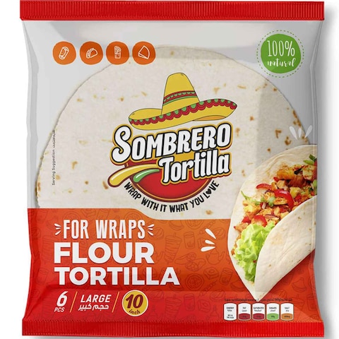 Sombrero Large Flour Tortilla 6 Wraps, 360g Pack of 2