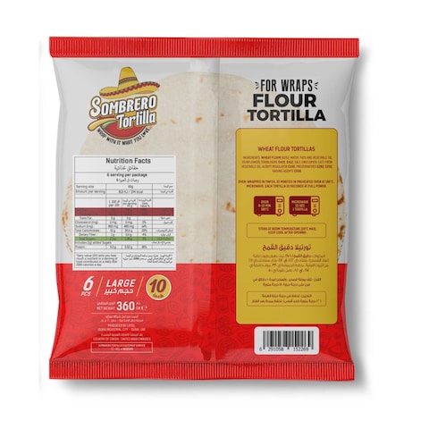 Sombrero Large Flour Tortilla 6 Wraps, 360g Pack of 2