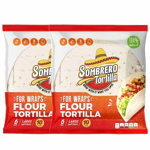 Sombrero Large Flour Tortilla 6 Wraps, 360g Pack of 2