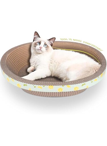 Coclux 10pcs Oval Cat Scratcher Lounge Cardboard Scratch Pad Large Cats Bed Scratching Box with Catnip, Furniture Protection Training Cat Toy