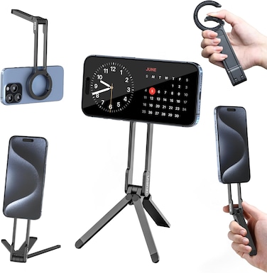 ULANZI MA30 Magnetic Phone Tripod Stand for iPhone - Aluminium Maglock Smartphone Mini Tripod Pocket Cell Phone Stand Strong Magnet Quick Mount Compatible with iPhone 16 15 14 13 12 Series (Black)