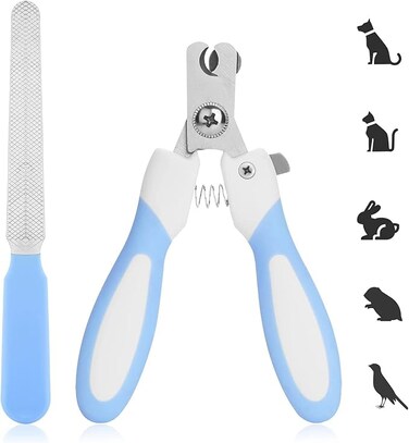 Dog Nail Clipper with Nail File, Stainless Steel Cat Nail Clipper Professional Pet Nail Clipper Suitable for Puppies Kittens with Safety Lock and Protective Guard (Blue)