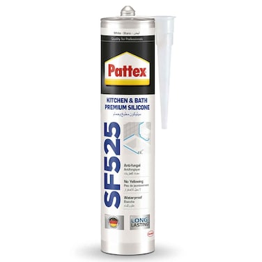 Pattex SF 525 Silicone Sealant Kitchen &amp; Bath - 280ml    Waterproof &amp; Mold-Resistant   Ideal For Bathroom &amp; Kitchen