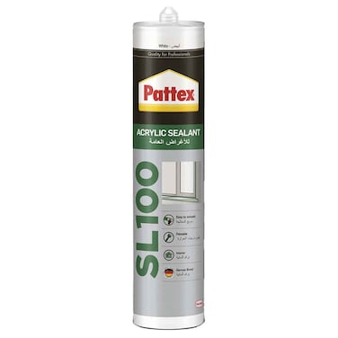 Pattex SL100 Acrylic Sealant Beige - 280ml    Non Toxic &amp; Orderless   Paintable &amp; Crack Filling Sealant   Easy to Use &amp; Clean