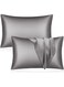 Satin Silk Pillow Case Cover for Hair and Skin, Soft Breathable Smooth Both Sided Silk Pillow Cover Pair (Queen - 50 x 75cm - 2pcs - Dark Grey)