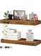 2Pcs Wall-Mounted Floating Shelves with Metal Brackets   Brown Tiger Wood Grain Display Shelf   Farmhouse Home Decor Multi-Functional Organizer For Bathroom, Living Room, Kitchen, Bedroom Storage and Plant Stand   40*15*1.5cm
