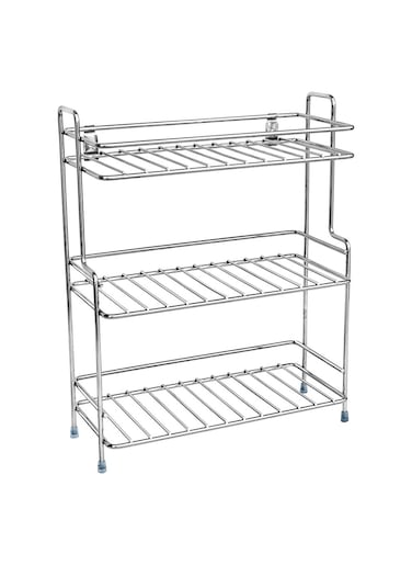 Sulfar 3 Tier Trolley Rack for Boxes Utensils Dishes Plates for Home/Stainless Steel Kitchen Rack for Spice and Dishes for Kitchen and Home (Silver)