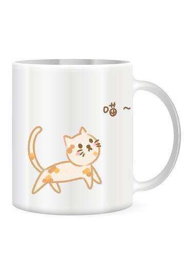 Playing Cat Design Ceramic Coffe Mug White/Black