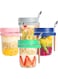 Premify 4 Pack 350ml Overnight Oats Jars with Lids &amp; Spoons, Reusable Glass Overnight Oats Container With Measurement Marks, Food Storage For Breakfast Pots, Oatmeal Container For Milk, Cereal, Fruit