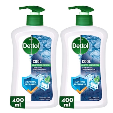 ديتول سائل غسيل اليدين كول برائحة النعناع والبرغموت، حزمة من 2، 400 ملل