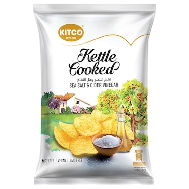 Kitco Kettle Cooked Sea Salt and Cider Vinegar Potato Chips, 40g