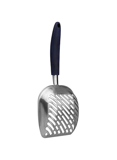 SKEIDO Cat litter scoop,sifter with deep shovel,durable aluminum metal cat shovel with comfortable rubber long handle for pet