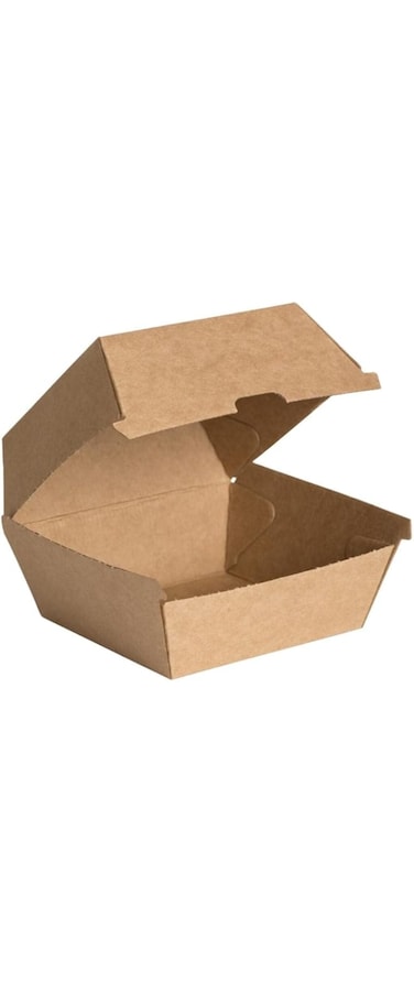 Al FAKHAMA 20 Pcs Kraft Cardboard Burger Box Spacious And Sturdy (10x10x9 CM) Plastic Free, Clamshell Takeaway Food Box, Disposible and Fully Compostable, Pack of 20
