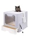 HopHop Large Cat Litter Box,Anti-Splashing Cat Toilet with Litter Cleaning Scoop,Portable Waste Box, Cat Sandbox and Deodorizing Cat Pan, kitten Potty Training, Easy to Clean (Large)