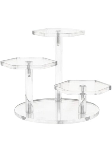 YARNOW Clear Acrylic 3-Tier Display Stand Acrylic Riser Display Shelf for Action Figures 3 Step Acrylic Wallet Display Organizer Holder