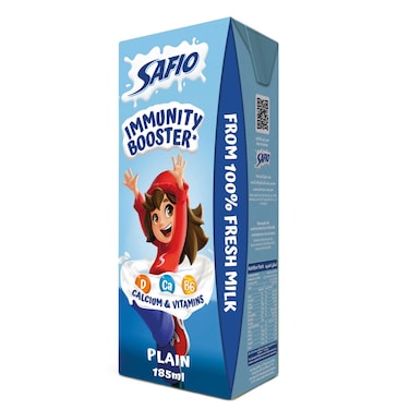 صافيو حليب طويل الأجل سادة معزز للمناعة، 185 مل