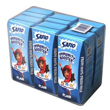 Safio Plain Immunity Booster Milk 185ml Pack of 6