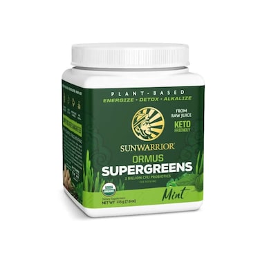 Sunwarrior Ormus Supergreens - Plant-Based, Keto-Friendly, Organic Supergreens Powder Mint 225g